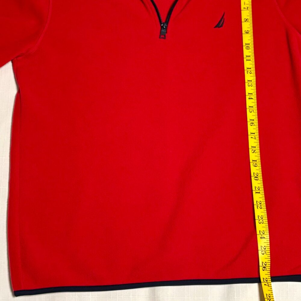 Nautica Red Fleece Pullover Quarter Zipper with Long Sleeves - Picture 8 of 9